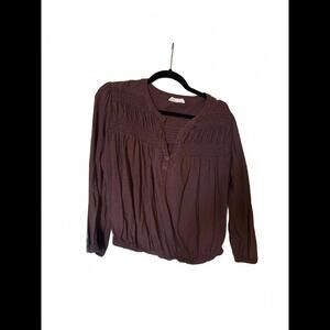 Lucky Brand Women's Smocked Long Sleeve Top